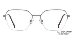 Gunmetal Hexagonal Half Rim Wide Unisex Eyeglasses by Vincent Chase-146095
