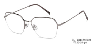 Gunmetal Hexagonal Half Rim Wide Unisex Eyeglasses by Vincent Chase-146095