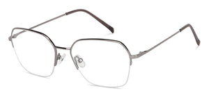 Gunmetal Hexagonal Half Rim Wide Unisex Eyeglasses by Vincent Chase-146095