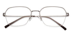 Gunmetal Hexagonal Half Rim Wide Unisex Eyeglasses by Vincent Chase-146095