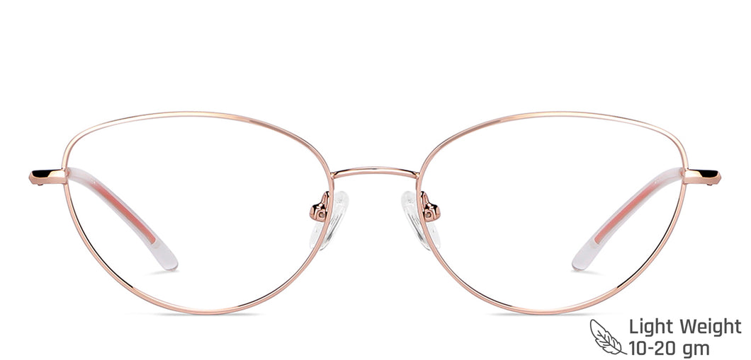 Rose Gold Cat Eye Full Rim Women Eyeglasses by Vincent Chase Computer Glasses-148620