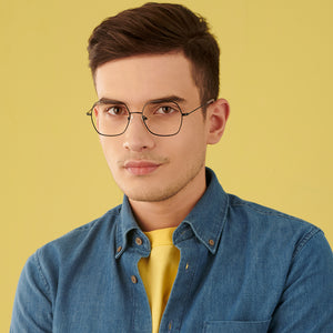 Black Hexagonal Full Rim Medium Unisex Eyeglasses by Vincent Chase-146515