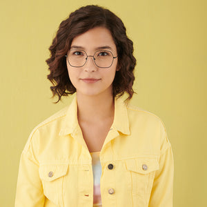 Black Hexagonal Full Rim Medium Unisex Eyeglasses by Vincent Chase-146515