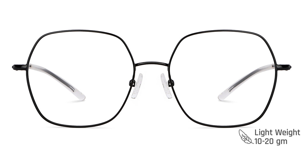 Black Hexagonal Full Rim Medium Unisex Eyeglasses by Vincent Chase-146515