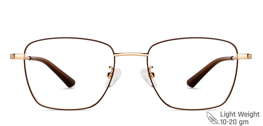 Brown Rectangle Full Rim Unisex Eyeglasses by Vincent Chase-149680