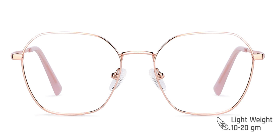 Gold Geometric Full Rim Unisex Eyeglasses by Vincent Chase Online-202657