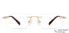 Load image into Gallery viewer, Gold Rectangle Rimless Unisex Eyeglasses by Vincent Chase-146979