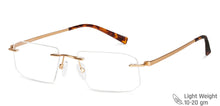 Load image into Gallery viewer, Gold Rectangle Rimless Unisex Eyeglasses by Vincent Chase-146979