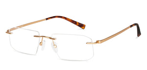 Gold Rectangle Rimless Unisex Eyeglasses by Vincent Chase-146979