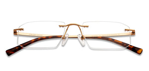 Gold Rectangle Rimless Unisex Eyeglasses by Vincent Chase-146979