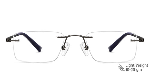 Gunmetal Rectangle Rimless Unisex Eyeglasses by Vincent Chase-146980