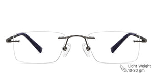 Gunmetal Rectangle Rimless Unisex Eyeglasses by Vincent Chase-146980