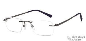 Gunmetal Rectangle Rimless Unisex Eyeglasses by Vincent Chase-146980
