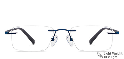 Blue Rectangle Rimless Unisex Eyeglasses by Vincent Chase-146981