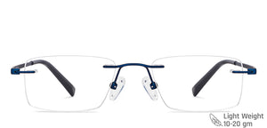 Blue Rectangle Rimless Unisex Eyeglasses by Vincent Chase-146981