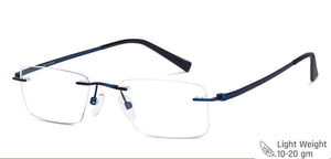 Blue Rectangle Rimless Unisex Eyeglasses by Vincent Chase-146981