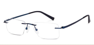 Blue Rectangle Rimless Unisex Eyeglasses by Vincent Chase-146981