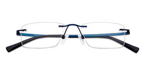 Blue Rectangle Rimless Unisex Eyeglasses by Vincent Chase-146981