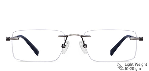 Gunmetal Rectangle Rimless Unisex Eyeglasses by Vincent Chase-146982