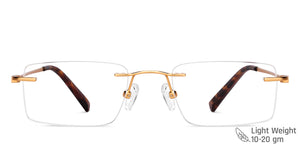 Gold Rectangle Rimless Unisex Eyeglasses by Vincent Chase-146983