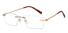 Load image into Gallery viewer, Gold Rectangle Rimless Unisex Eyeglasses by Vincent Chase-146983