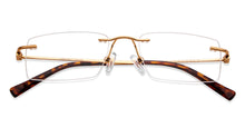 Load image into Gallery viewer, Gold Rectangle Rimless Unisex Eyeglasses by Vincent Chase-146983