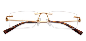 Gold Rectangle Rimless Unisex Eyeglasses by Vincent Chase-146983