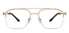 Load image into Gallery viewer, Gold Geometric Half Rim Unisex Eyeglasses by Vincent Chase-146986