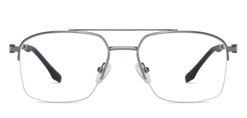 Gunmetal Geometric Half Rim Unisex Eyeglasses by Vincent Chase-146987
