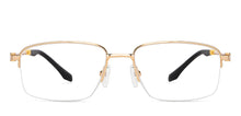 Load image into Gallery viewer, Gold Rectangle Half Rim Unisex Eyeglasses by Vincent Chase-146988