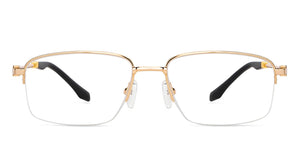Gold Rectangle Half Rim Unisex Eyeglasses by Vincent Chase-146988