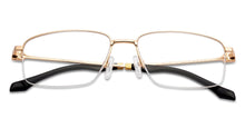 Load image into Gallery viewer, Gold Rectangle Half Rim Unisex Eyeglasses by Vincent Chase-146988