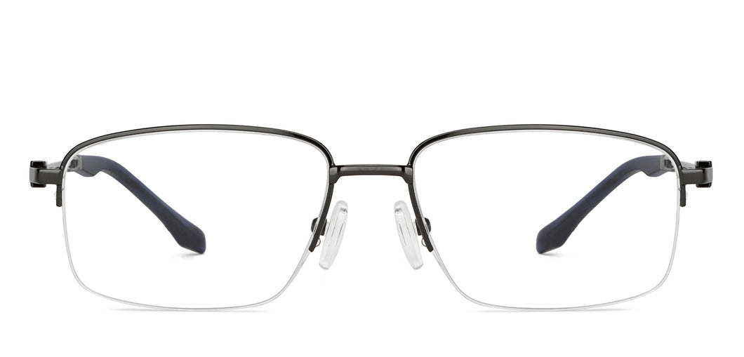 Gunmetal Rectangle Half Rim Unisex Eyeglasses by Vincent Chase-146989