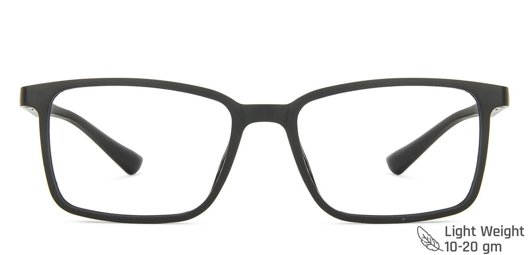 Black Rectangle Full Rim Wide Unisex Eyeglasses by Vincent Chase Essentials-147313