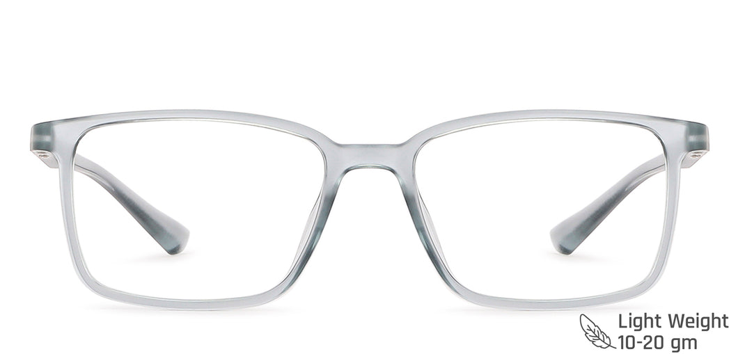 Grey Rectangle Full Rim Wide Unisex Eyeglasses by Vincent Chase Essentials-148150