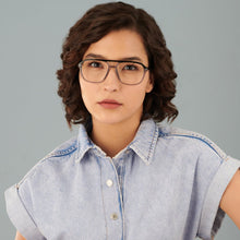 Load image into Gallery viewer, Black Aviator Full Rim Unisex Eyeglasses by Vincent Chase VC-147491