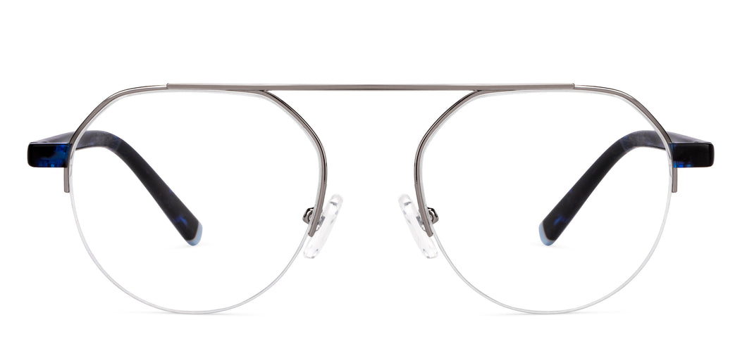 Gunmetal Round Half Rim Unisex Eyeglasses by Vincent Chase-147935