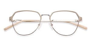 Beige Geometric Full Rim Unisex Eyeglasses by Vincent Chase-148476