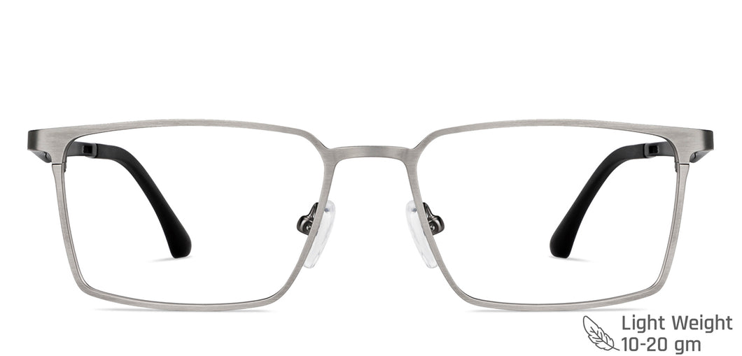 Silver Rectangle Full Rim Unisex Eyeglasses by Vincent Chase-148526