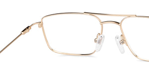 Gold Rectangle Full Rim Unisex Eyeglasses by Vincent Chase-149076