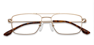Gold Rectangle Full Rim Unisex Eyeglasses by Vincent Chase-149076