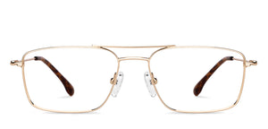 Gold Rectangle Full Rim Unisex Eyeglasses by Vincent Chase-149076