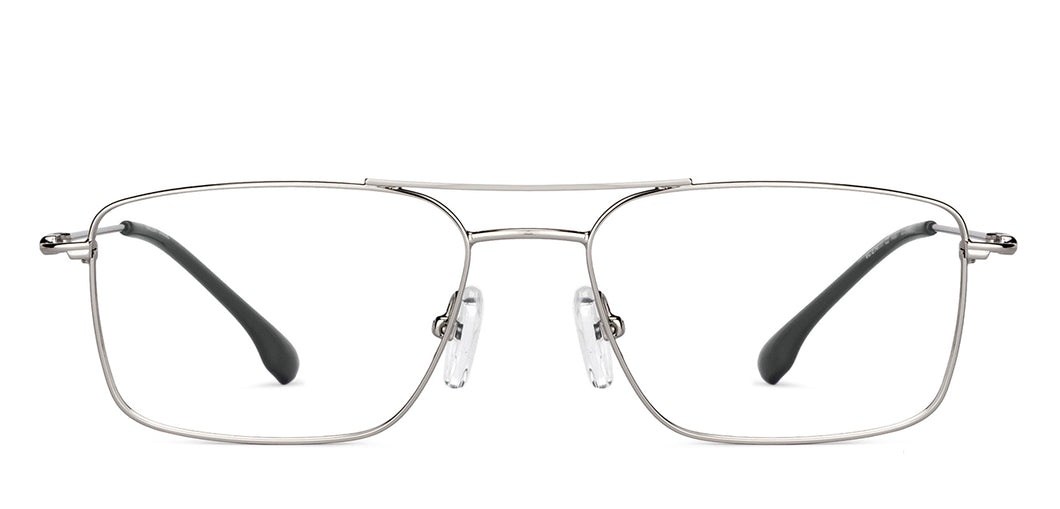 Silver Rectangle Full Rim Unisex Eyeglasses by Vincent Chase-149077
