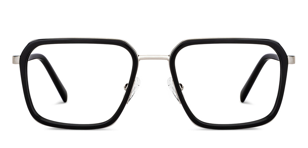 Silver Geometric Full Rim Unisex Eyeglasses by Vincent Chase-149396