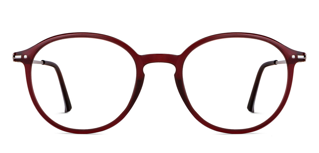 Maroon Round Full Rim Unisex Eyeglasses by Vincent Chase-149481