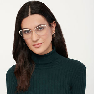 Gold Cat Eye Full Rim Women Eyeglasses by Vincent Chase-149628