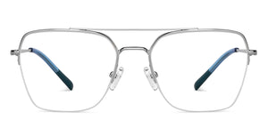 Silver Geometric Half Rim Unisex Eyeglasses by Vincent Chase-149776