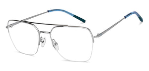 Silver Geometric Half Rim Unisex Eyeglasses by Vincent Chase-149776
