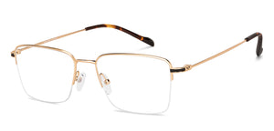 Gold Rectangle Half Rim Unisex Eyeglasses by Vincent Chase-149778