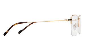 Gold Rectangle Half Rim Unisex Eyeglasses by Vincent Chase-149778